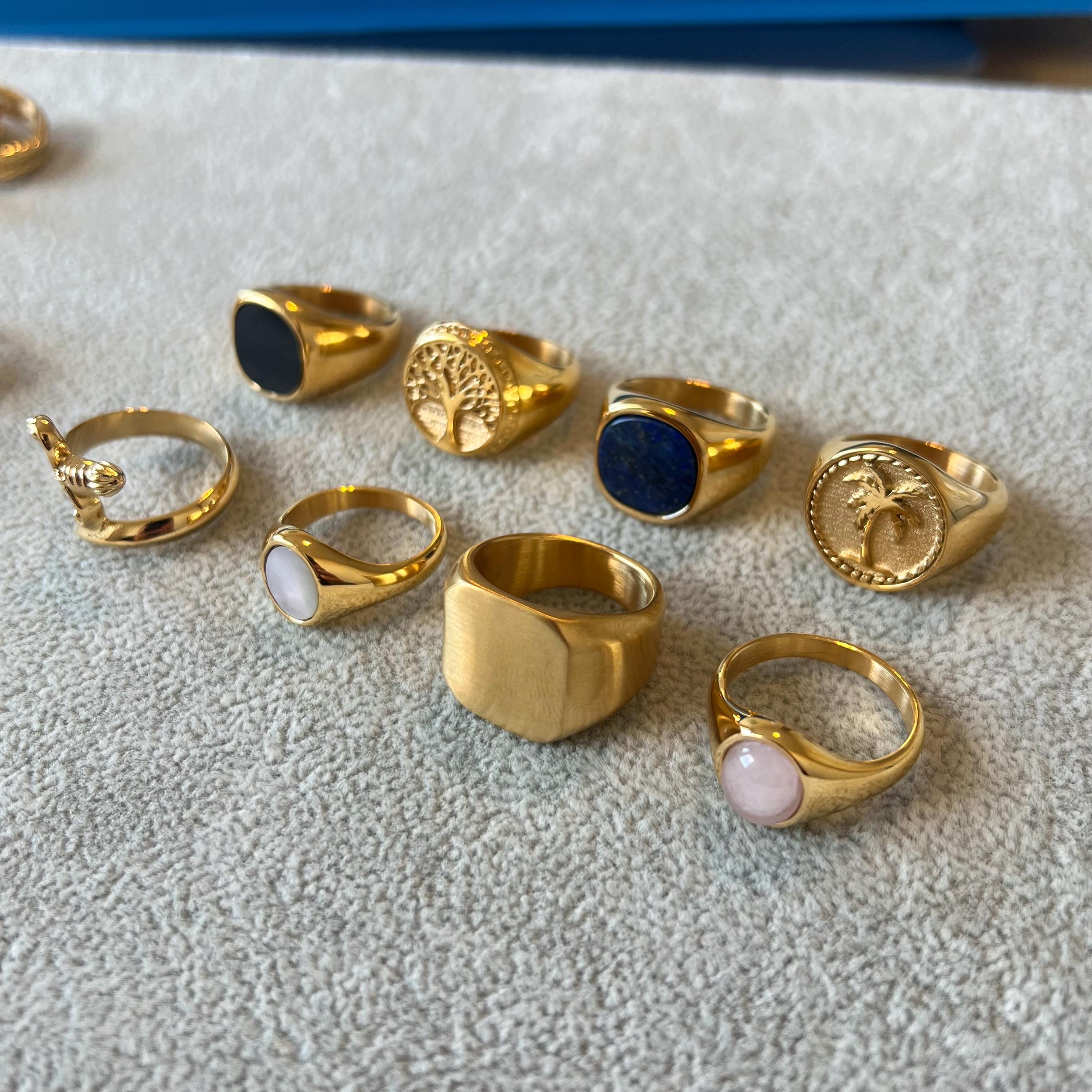 Mens Ring, Mens Gold Signet Ring for Men, Mens Pinky Band Ring