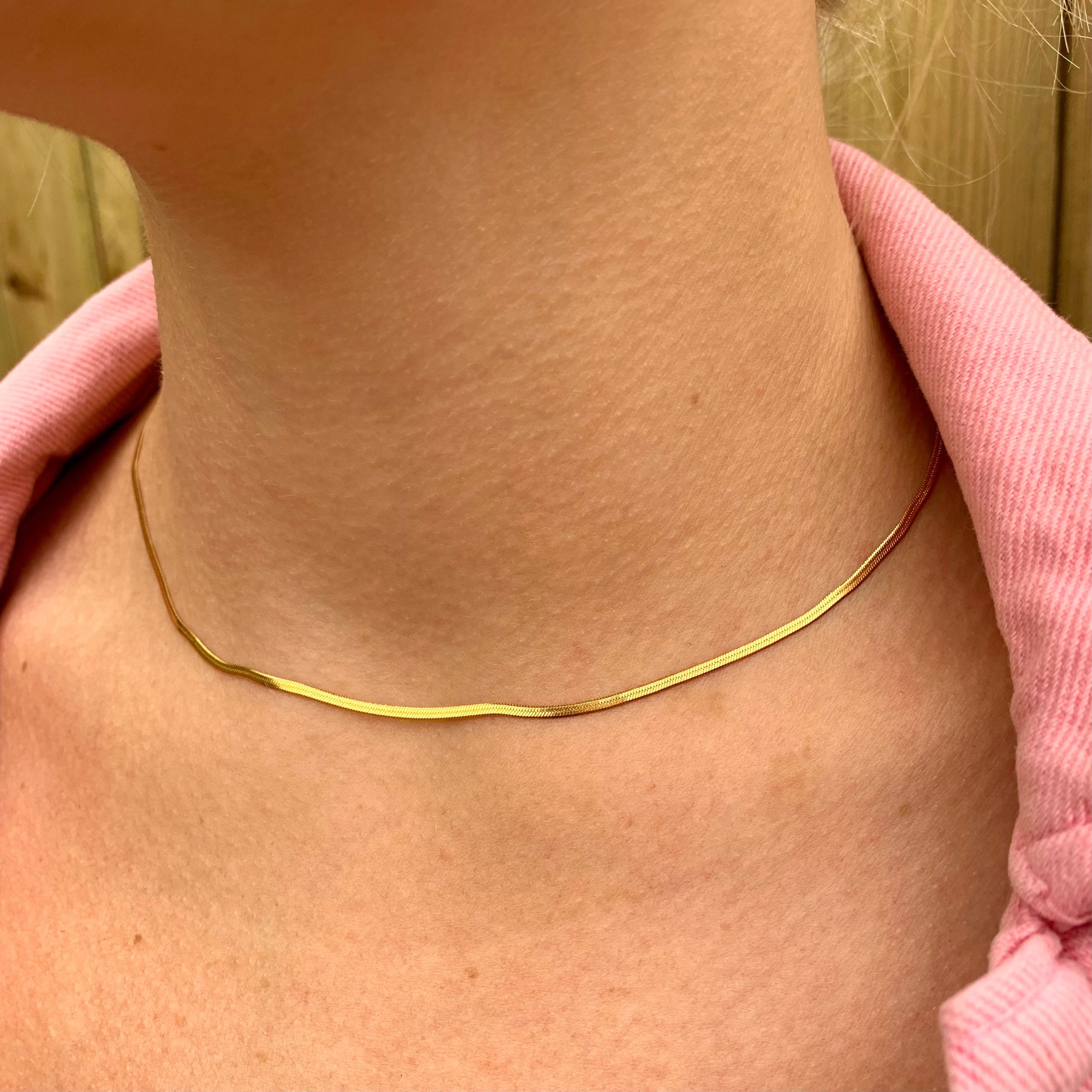 Mens Gold Herringbone Necklace, Flat Snake Chain, 18K Gold Dipped 925 Solid  Sterling Silver, Liquid Gold Necklace Valentines Gift - Etsy