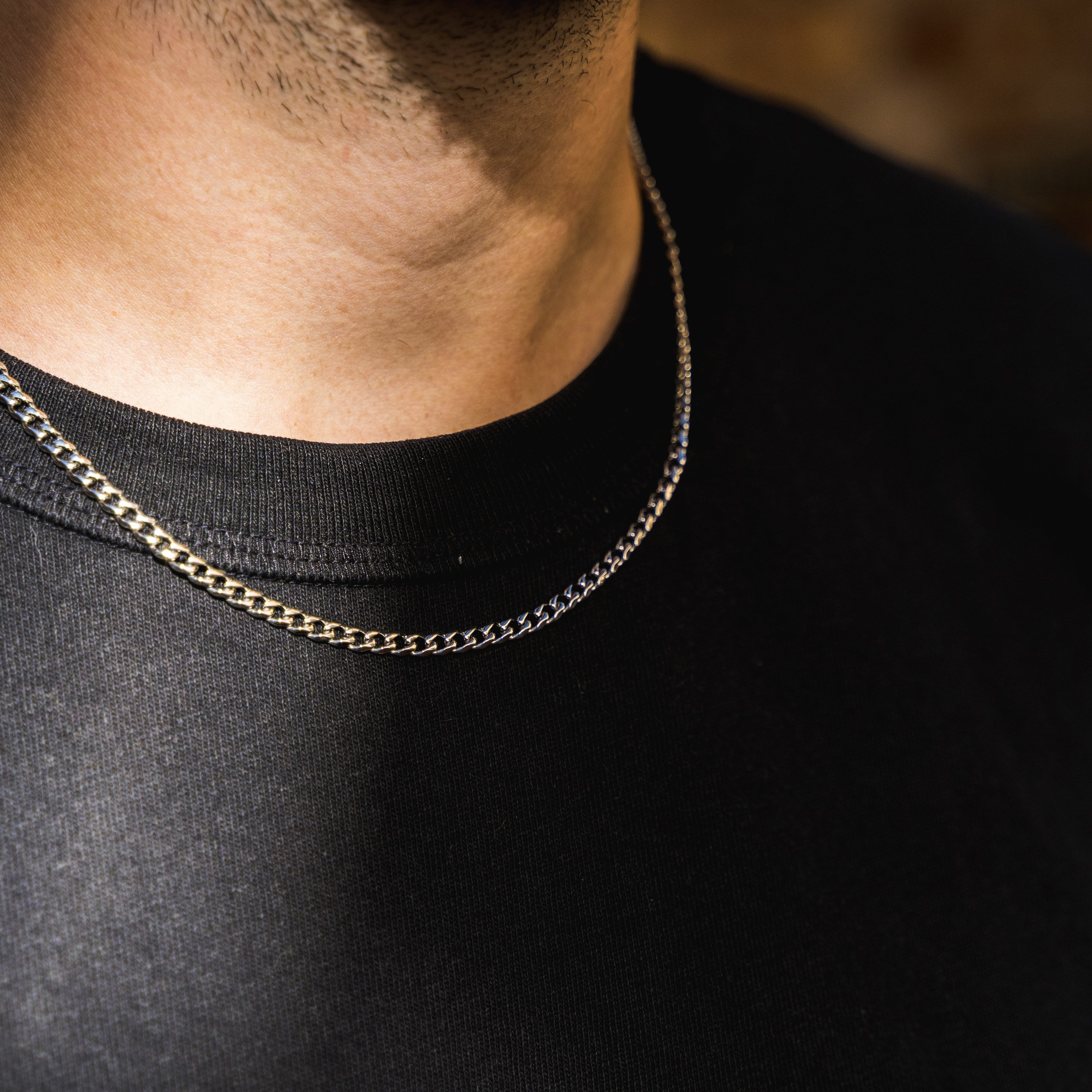 Collana A Catena Cubana A Cordolo Cavo In Oro Giallo 10