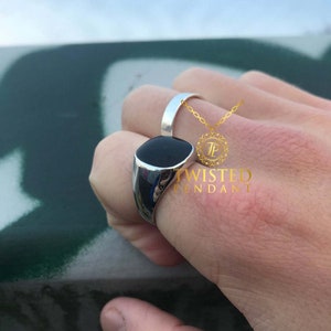 Mens Ring Black Onyx Styled Silver Ring - Onyx Ring- Man Ring- Silver Signet Ring- Silver rings for Men - For Him Gift- By Twistedpendant