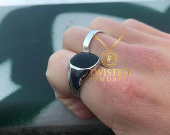 Mens Ring Black Onyx Styled Silver Ring - Onyx Ring- Man Ring- Silver Signet Ring- Silver rings for Men - For Him Gift- By Twistedpendant