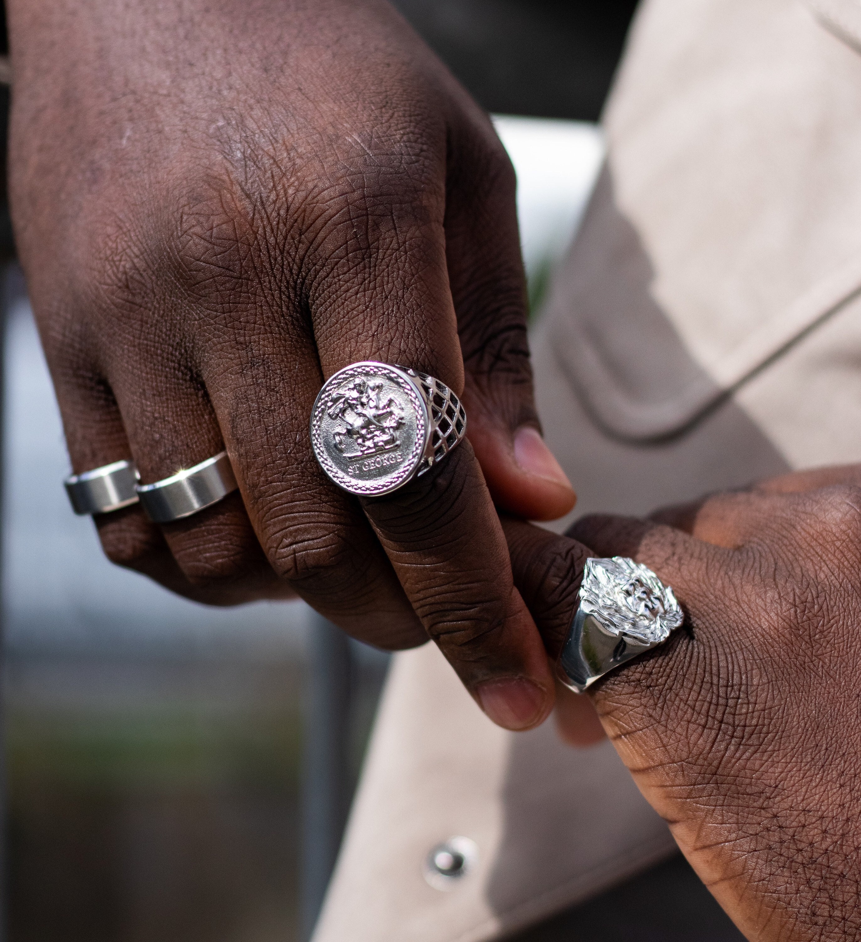 Mens Signet Ring - St George Sovereign Ring - Silver Signet Mens Signet Ring - St George Sovereign Ring - Silver Signet