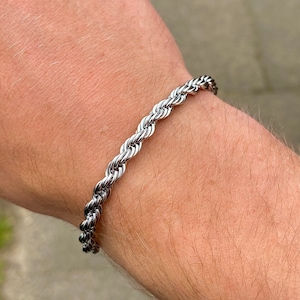 Zilveren herenarmband 5 mm touwketting schakelarmband - Vaderdagcadeau zilveren armband gedraaid touwketting - van Twistedpendant