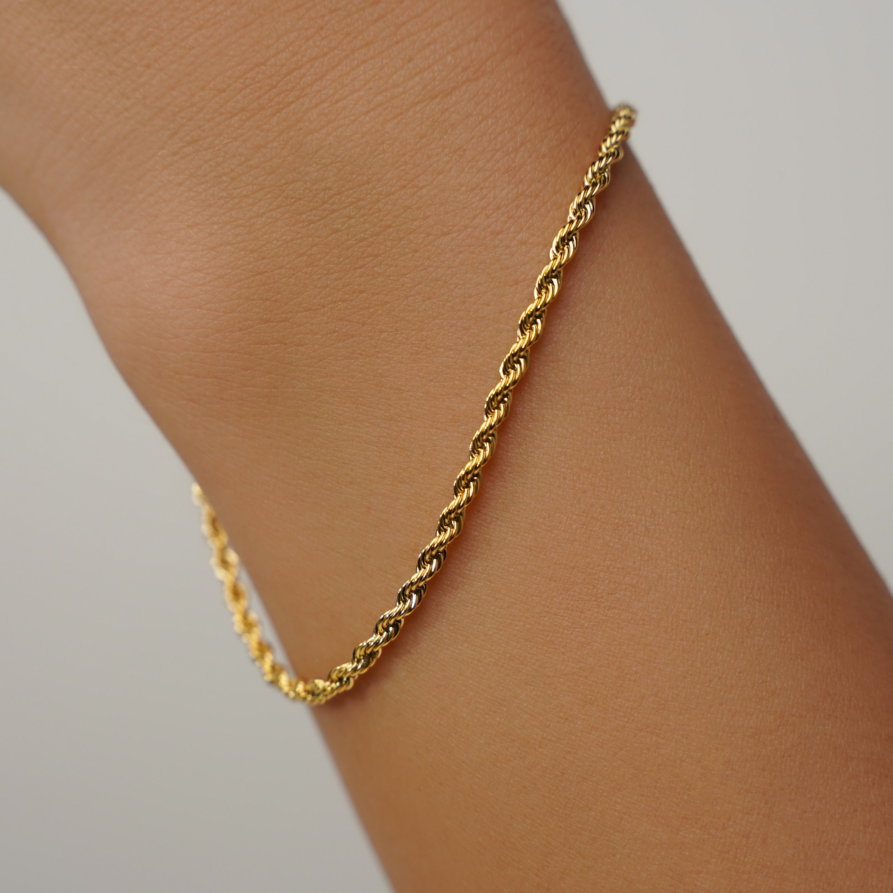 Gold Plated Bracelet Thin Gold Rope Bracelet Chain Dainty Etsy UK