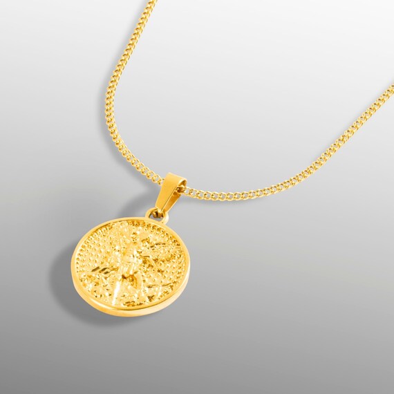 Collana Con Ciondolo Di San Michele In Oro 18 Carati - Foto 8