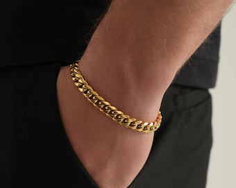 Chaîne de bracelet pour homme en or 18 carats pour homme, bracelets en argent, chaîne de bracelet à maillons cubains, bracelets en or pour femme, bracelet pour homme, chaînes pour femme