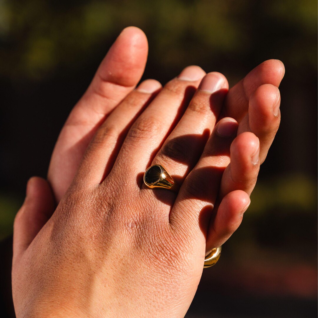 Bague homme bague en or 18 carats avec onyx pour homme
