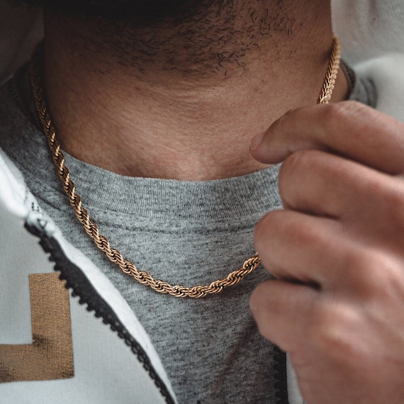 Gold Twisted Rope Chain Mens Gold Rope Chain Necklace Mens Necklace 5mm Gold Chain Stainless Steel Thick Chain Men s Jewelry UK Etsy Canada