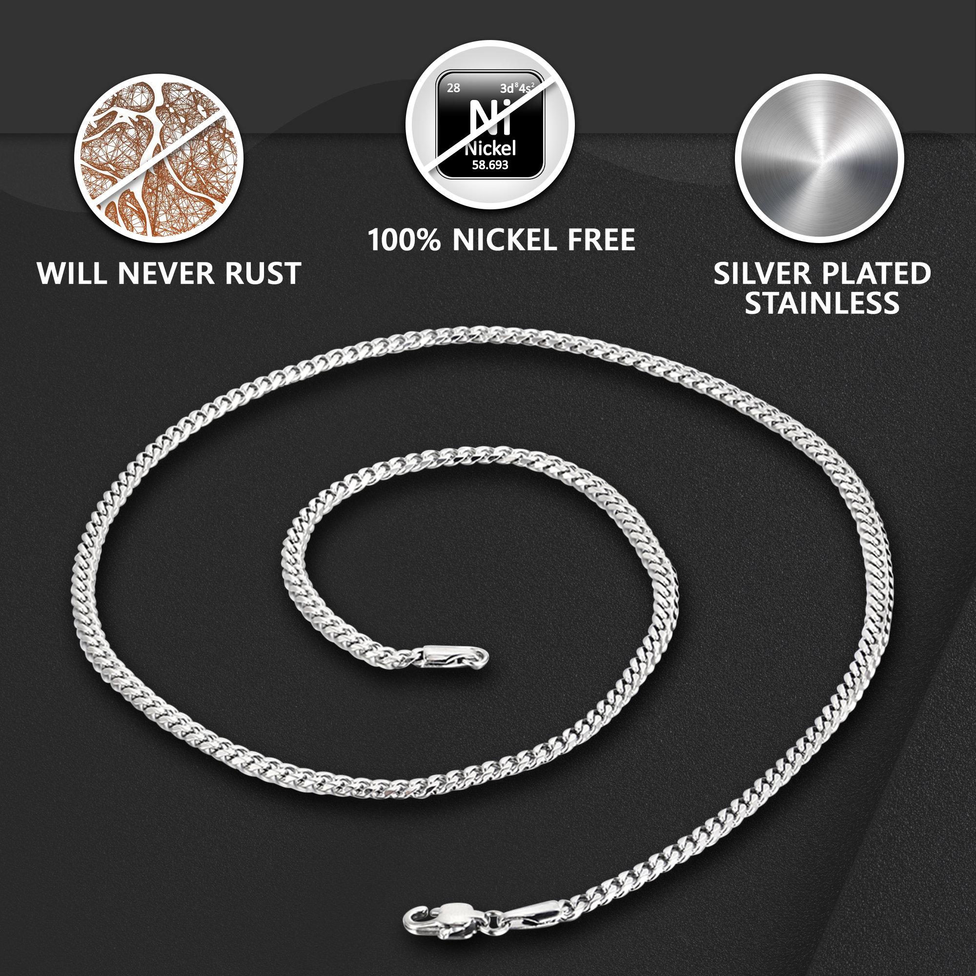 OIDEA Collana per Uomo Collana in Acciaio Inox Pendente Croce Hollow Argento