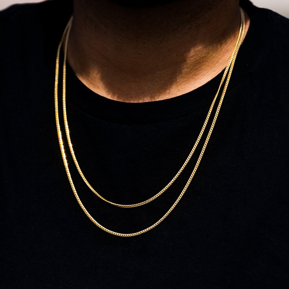 18K Gold Chain Necklace Mens Gold Miami Cuban Chain Etsy UK