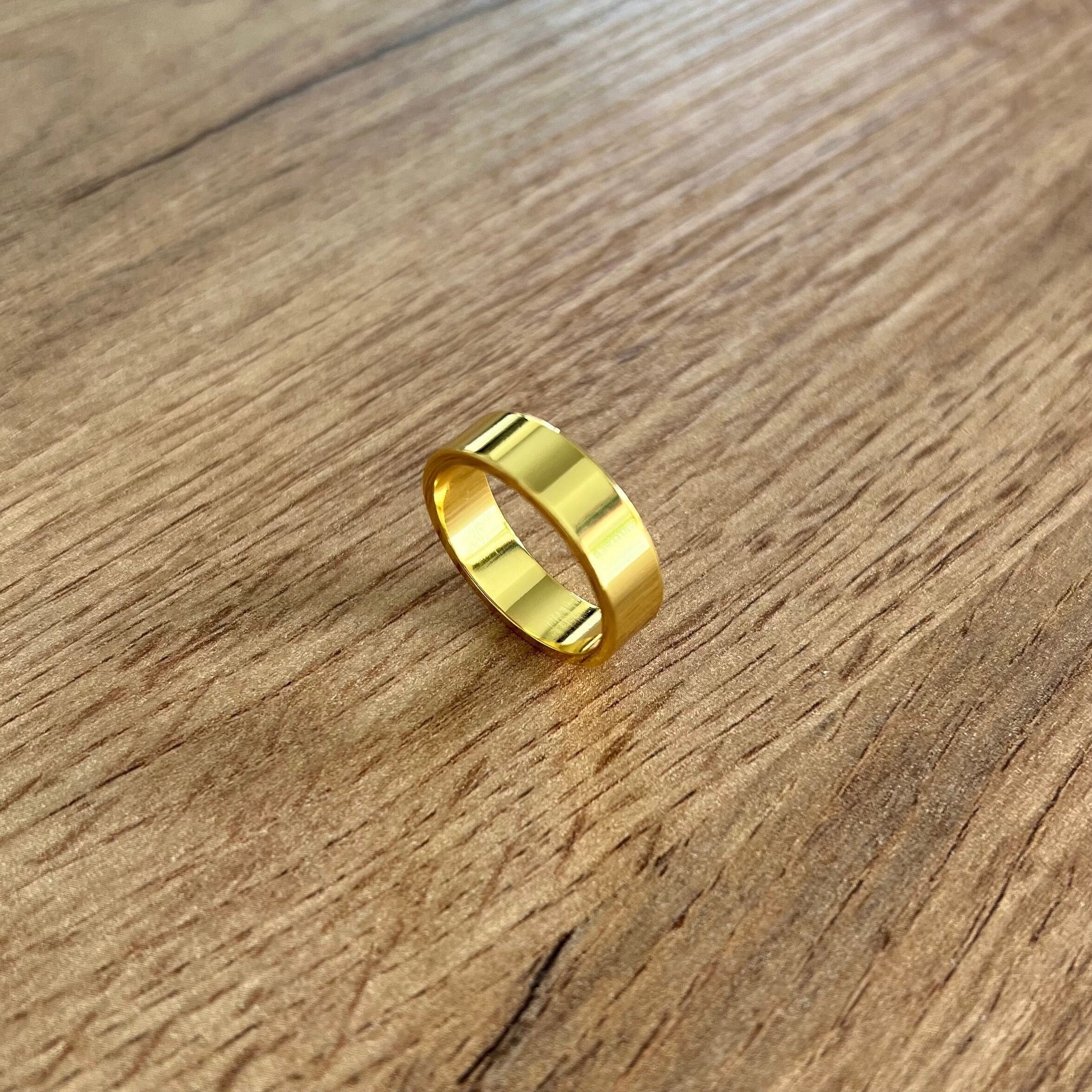 Mens Ring - 18K Gold Band Ring - 925 Sterling Silver Ring For Men - Mens Pinky Rings - 6MM Engagement / Anniversary / Promise Ring