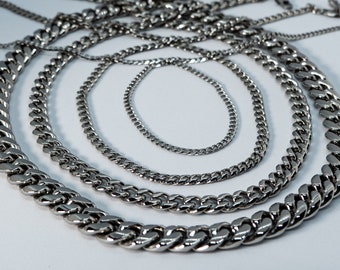 Collana Uomo In Argento 925 Sterling - Catena Cordolo 8mm, 45g, Lunghezza 76cm (30 Pollici)