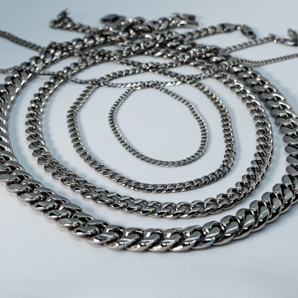 Chaîne En Argent Style Cubaine Pour Homme Ou Femme