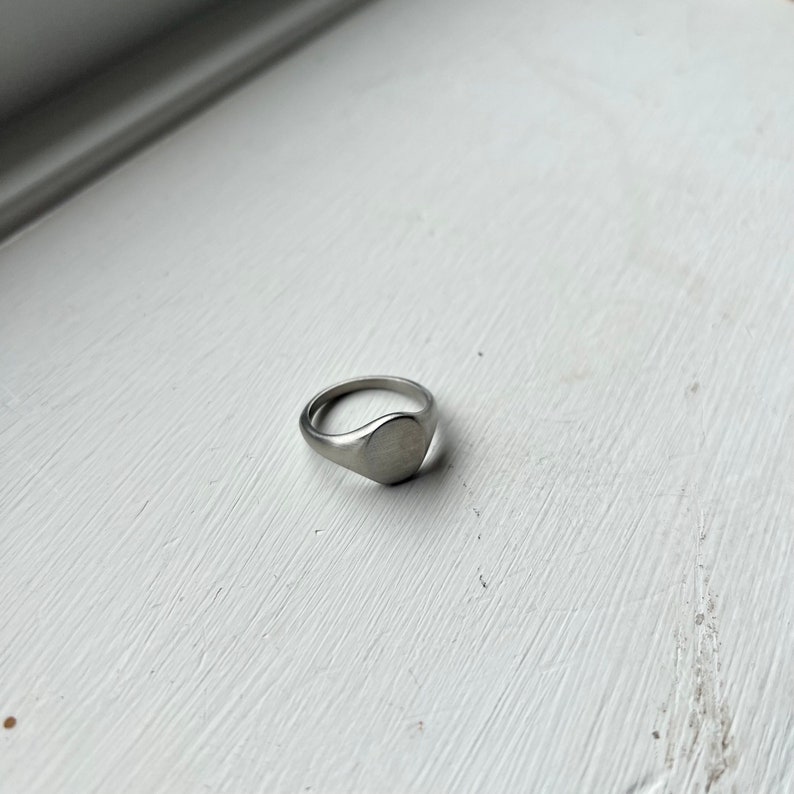 Zilveren Matte Signet Ring Herenring Geborstelde zilveren ringen voor mannen Ovale Pinky Ring Herensieraden Geschenken voor hem Door Twistedpendant afbeelding 1