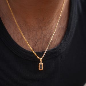 Mens Necklace - 18K Gold Black Diamond Gem Necklace For Men - Vintage Pendant Necklace, Mens Jewelry - Mens Gold Pendant By Twistedpendant