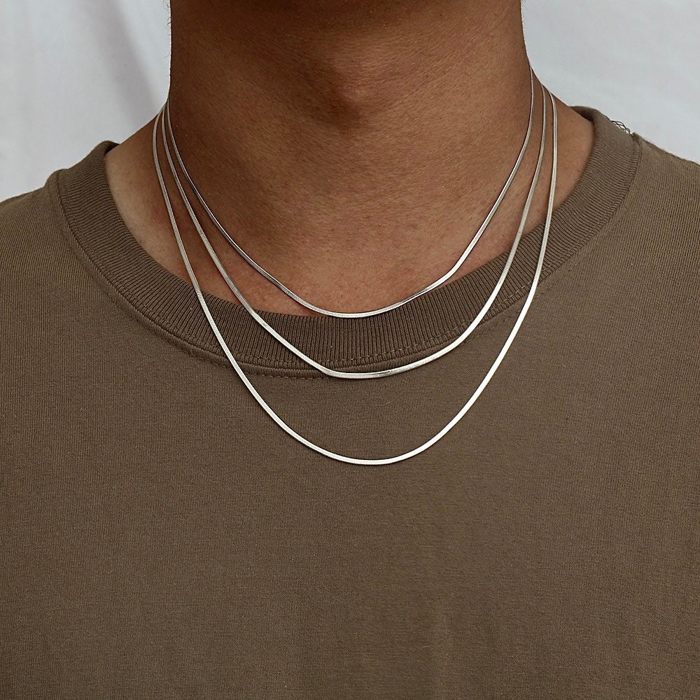 18K Gold Chain Mens Necklace Gold Snake 