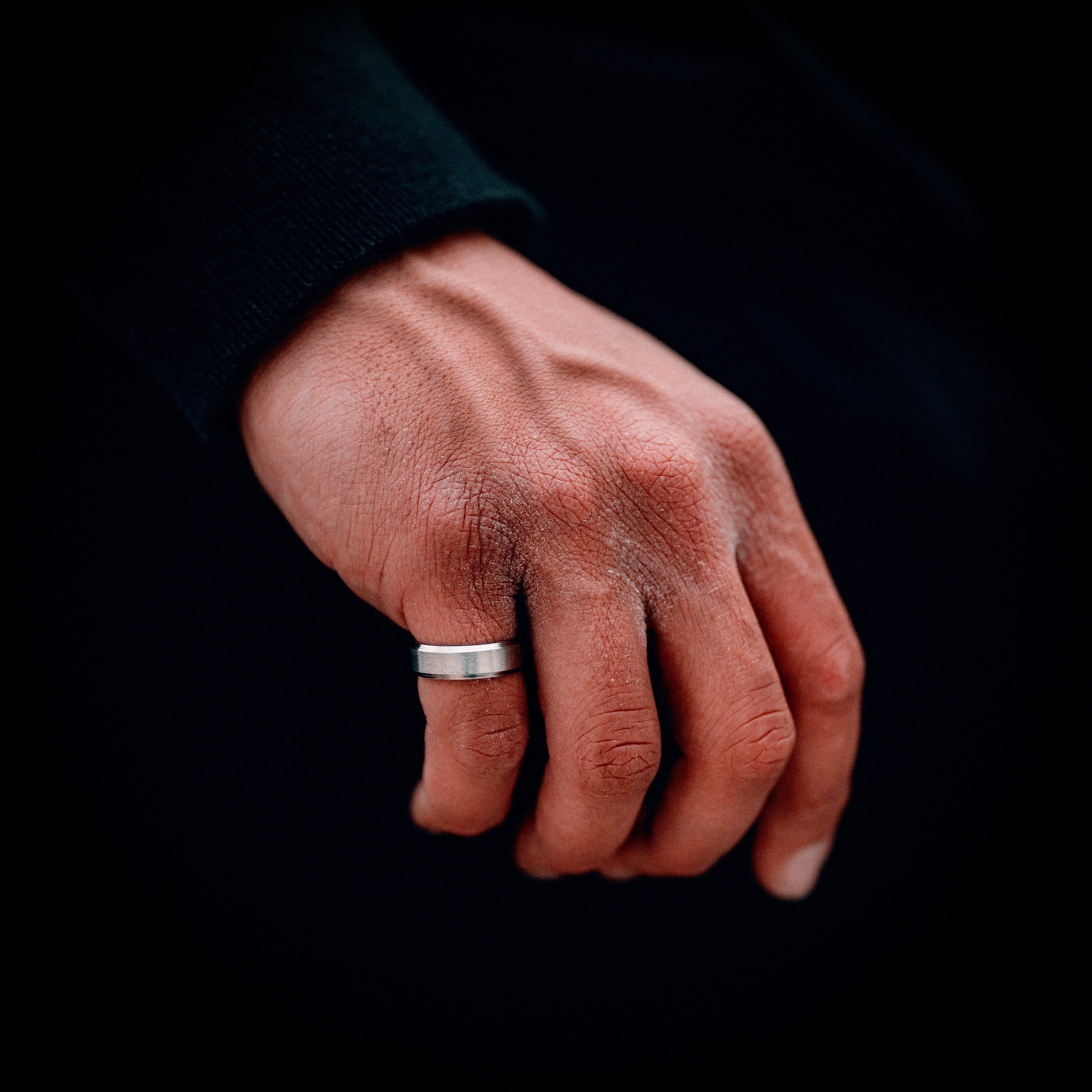 Mens Ring Silver Stainless Steel Band Ring Pinky Rings for Mens Stain…
