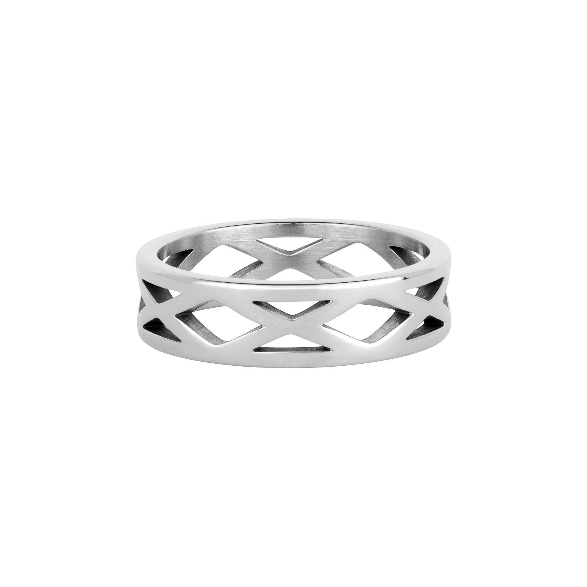 Silver Ring Patterned Mens Ring Patterned Silver Signet Ring - Hollow Silver Ring - Silver ...