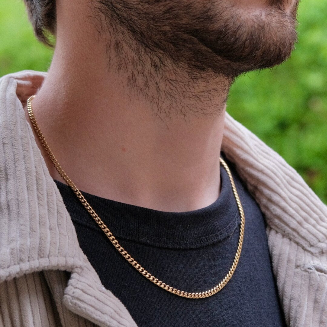3mm Gold Cuban Chain Mens Gold Chain Necklace 18K Gold Chain Man 