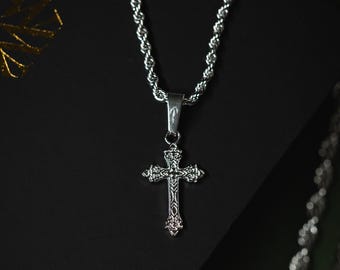 クロスネックレス - 925スターリングシルバークロスネックレス（メンズ
