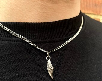 メンズネックレス、14Kゴールドエンジェルウィングネックレス（18K