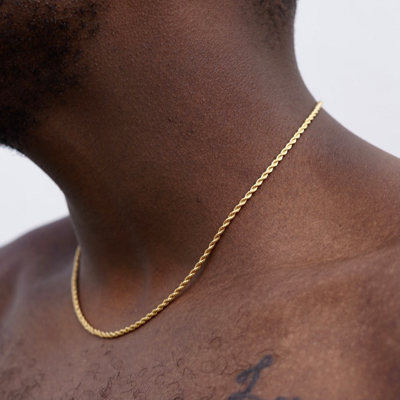 Gouden touw ketting, 18K gouden ketting ketting, heren gouden touw ketting, gouden kettingen voor mannen, gouden ketting mannen sieraden door Twistedpendant afbeelding 2