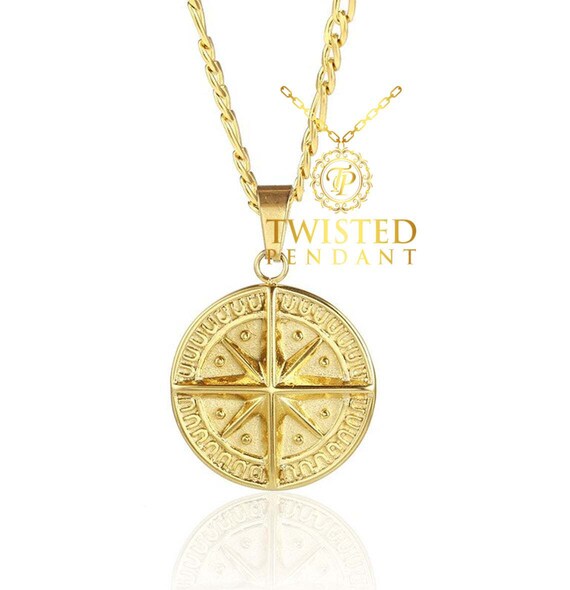 Silver Compass Mens Necklace Silver 