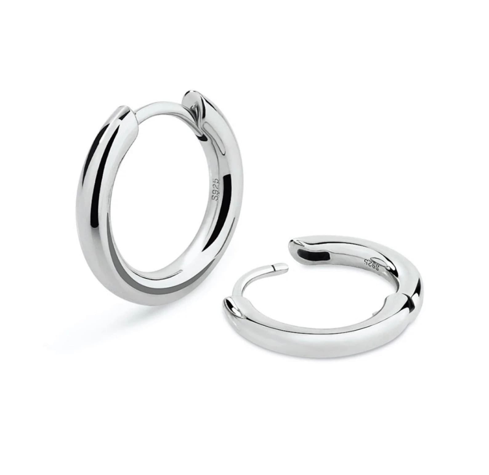 Mens Silver Hoop Earrings 925 Sterling Silver Earrings 18mm - Etsy