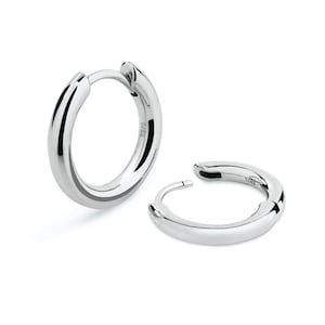 Men's Stainless Steel Hoop Earrings - 5mm Gauge, 18mm Diameter In Gold/Black/Silver