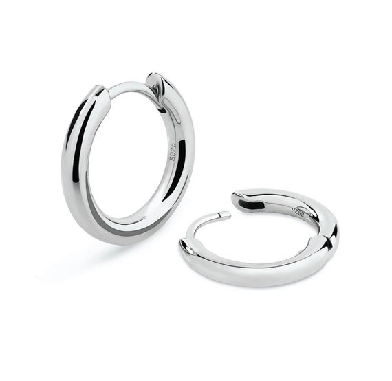 Orecchini A Cerchio Da Uomo In Argento Con Zirconi Cubici E