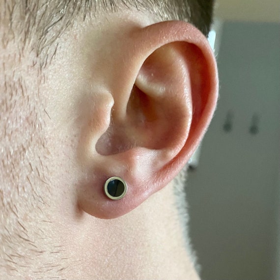 levering Mevrouw Goedaardig Mens oorbellen zwarte stud oorbellen heren 6mm zilveren stud - Etsy  Nederland