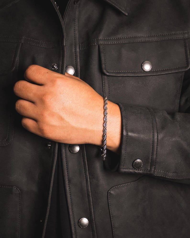 18K Gold Bracelet Men, Mens Bracelet 5mm Rope Chain, Mens Jewelry, Thick Gold Bracelet Link, Gold Bracelet Chains for Men- By Twistedpendant image 10