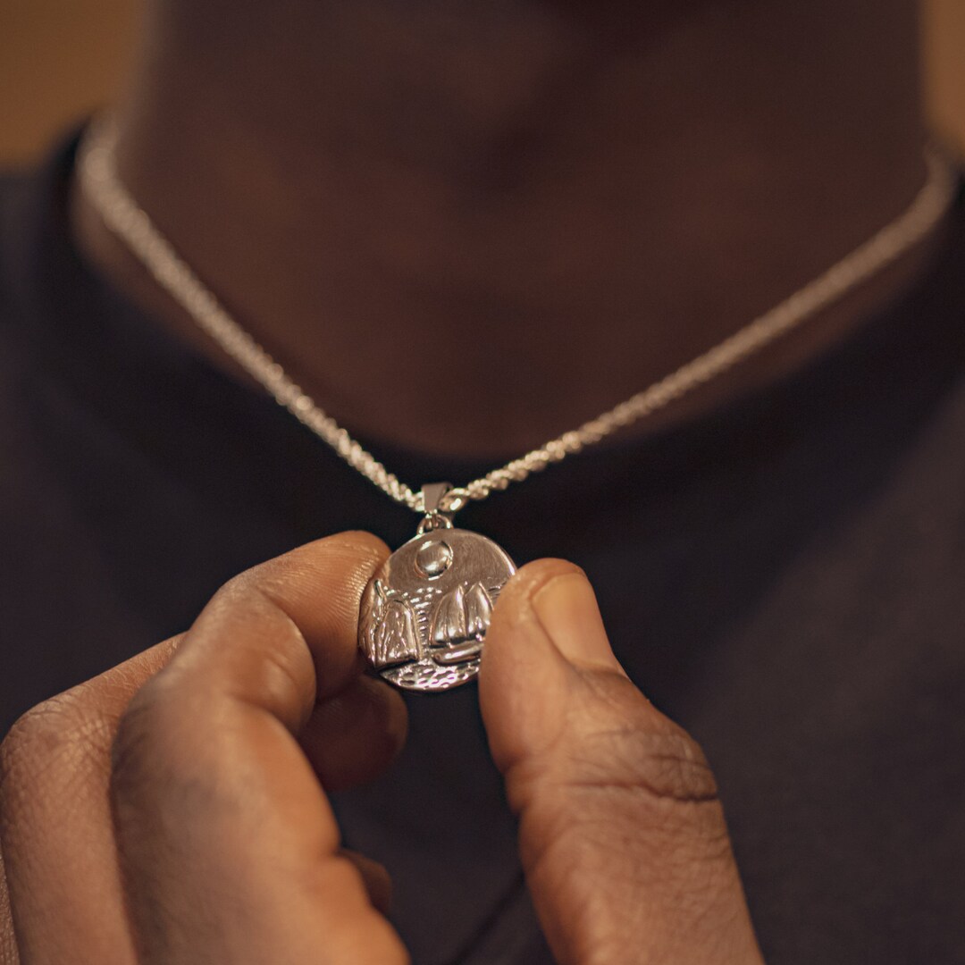 シルバーサンチェーンペンダント - メンズシルバーネックレス - サン