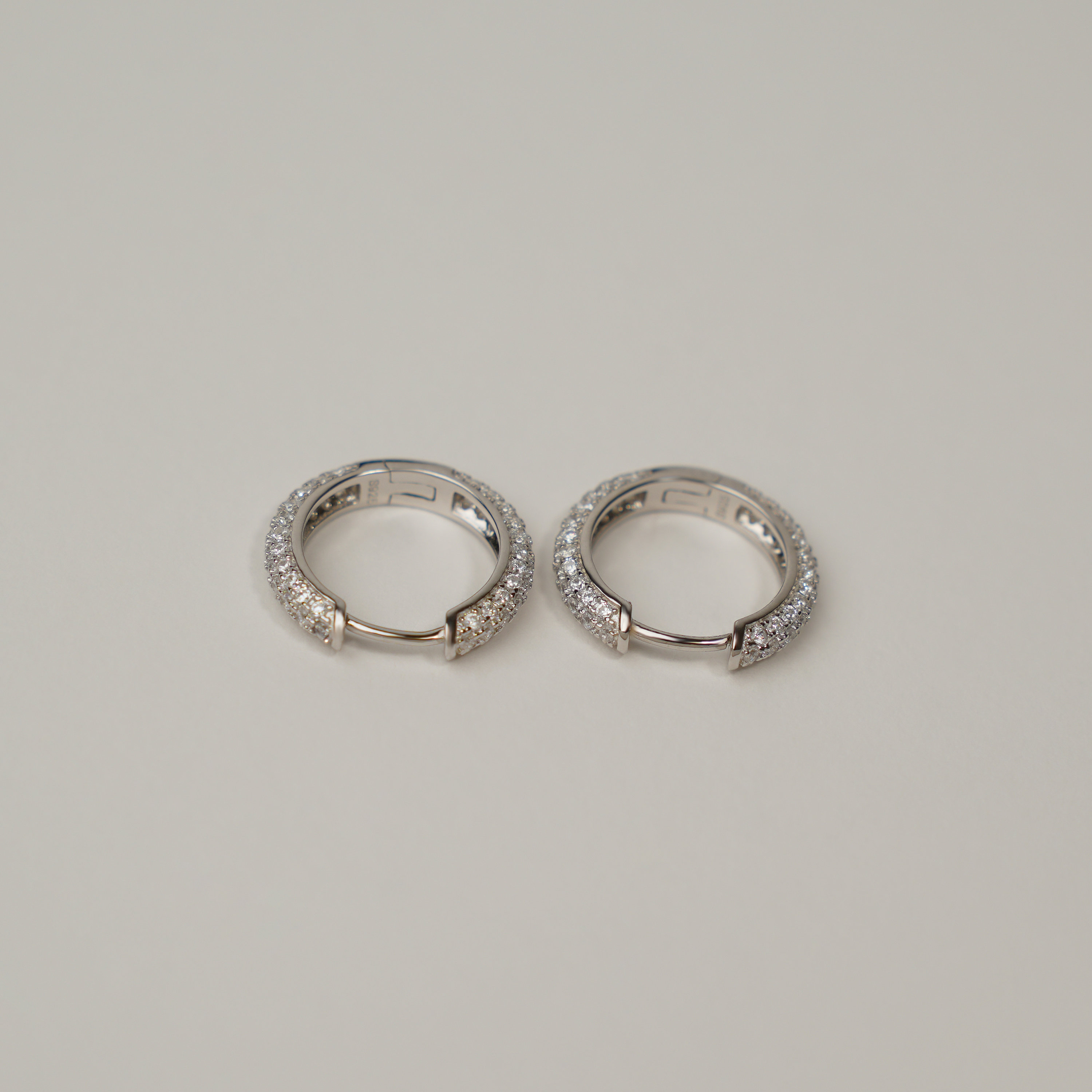 925 Sterling Silver Hoop Earrings CZ White Gold Diamond