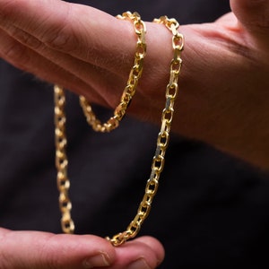 4mm 23K Gold Chain Necklace, Mens Gold Rolo Chain, Gold Chain Mens ...