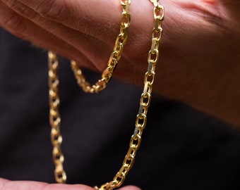 4mm 23K Gold Chain Necklace, Mens Gold Rolo Chain, Gold Chain Mens