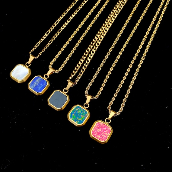Collana in oro giallo 18 kt e pectolite larimar BV0005 - Gioielleria