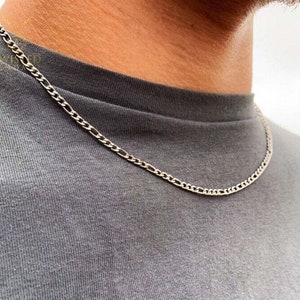 Silver Figaro Chain, 3mm Silver Chain Necklace for Men, Silver Chain for Men, Mens Necklace Chain - Mens Jewelry Gifts - By Twistedpendant