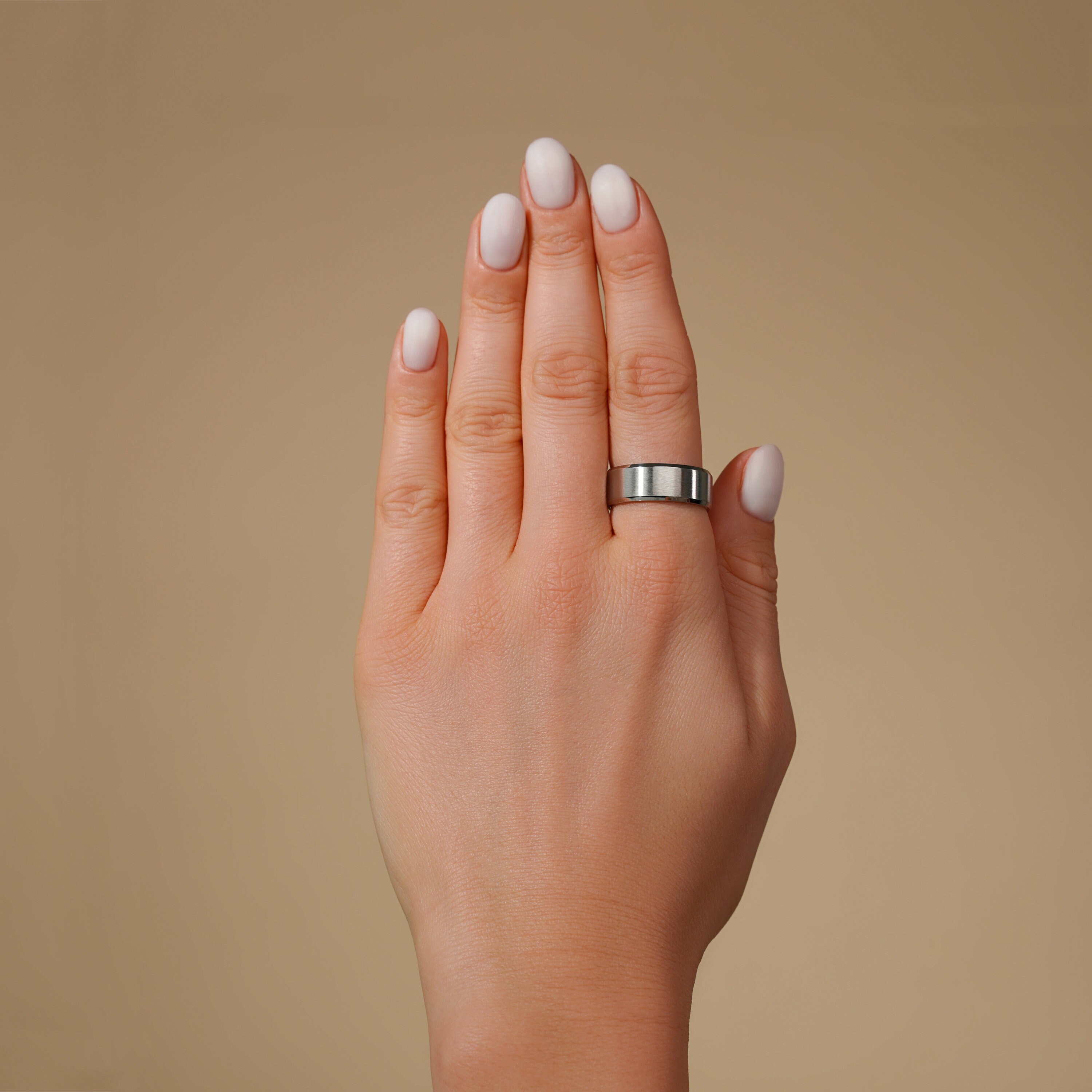 Chunky Silver Ring - Silver Brushed Band Ring for Women