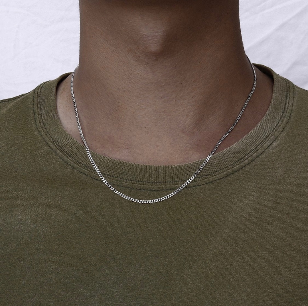 2mm Silver Cuban Chain, Mens Chain, Silver Chain Mens by Twistedpendant 