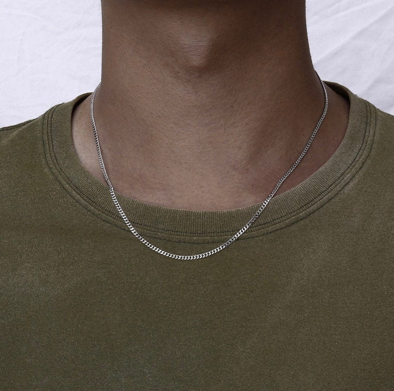 Silver Chain Necklace for men, 2mm Thin Silver Chain Men - By Twistedpendant