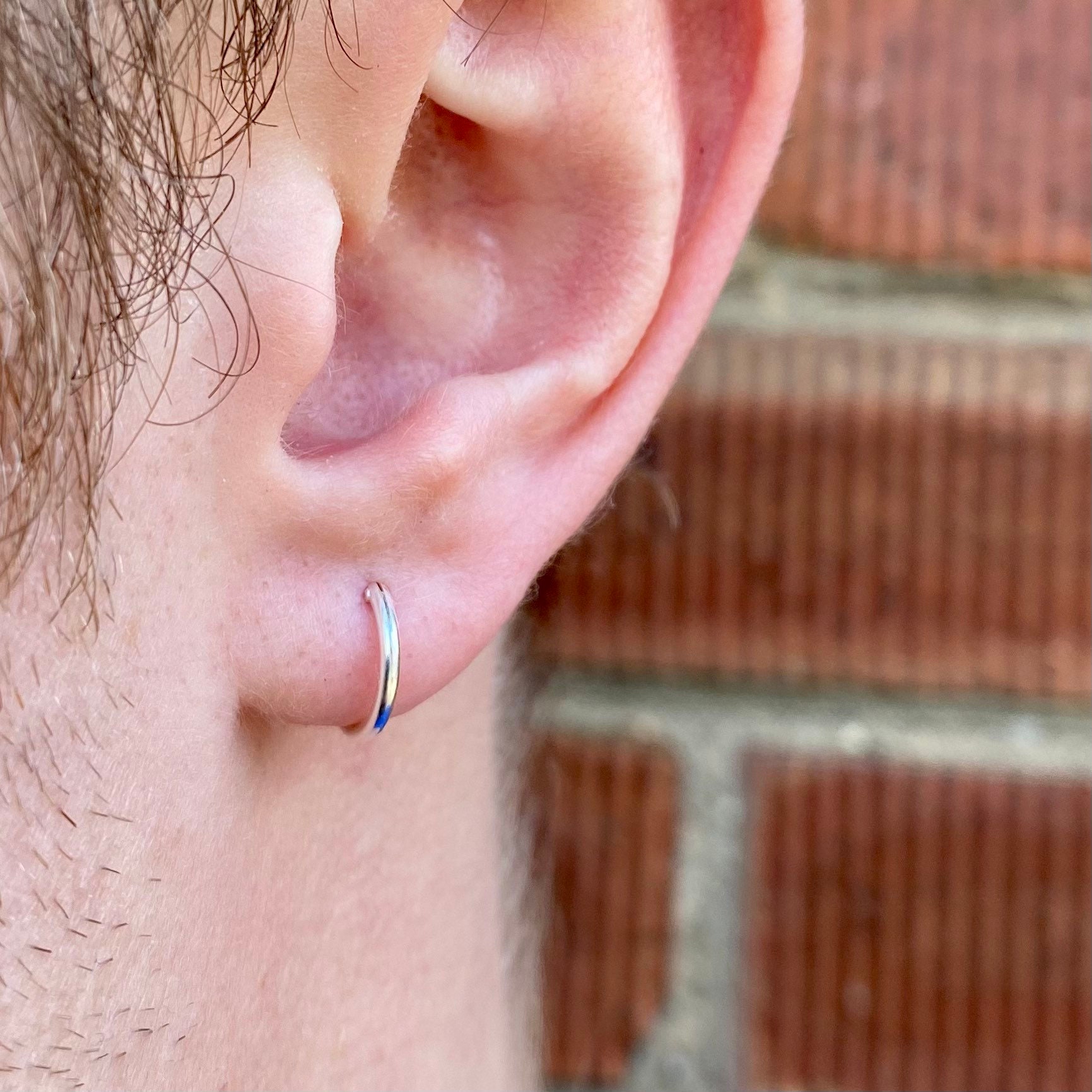 Mens thin 2024 hoop earrings