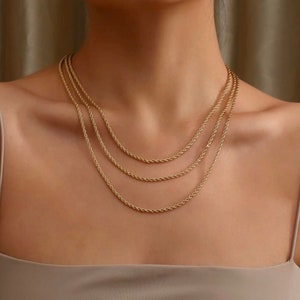 Gold Rope Chain, 18K Gold Chain Necklace, Mens Gold Rope Chain, Gold Chains for Men, Gold Necklace Men Jewelry By Twistedpendant image 5