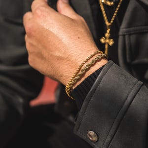 18K Gold Bracelet Men, Mens Bracelet 5mm Rope Chain, Mens Jewelry, Thick Gold Bracelet Link, Gold Bracelet Chains for Men- By Twistedpendant image 15