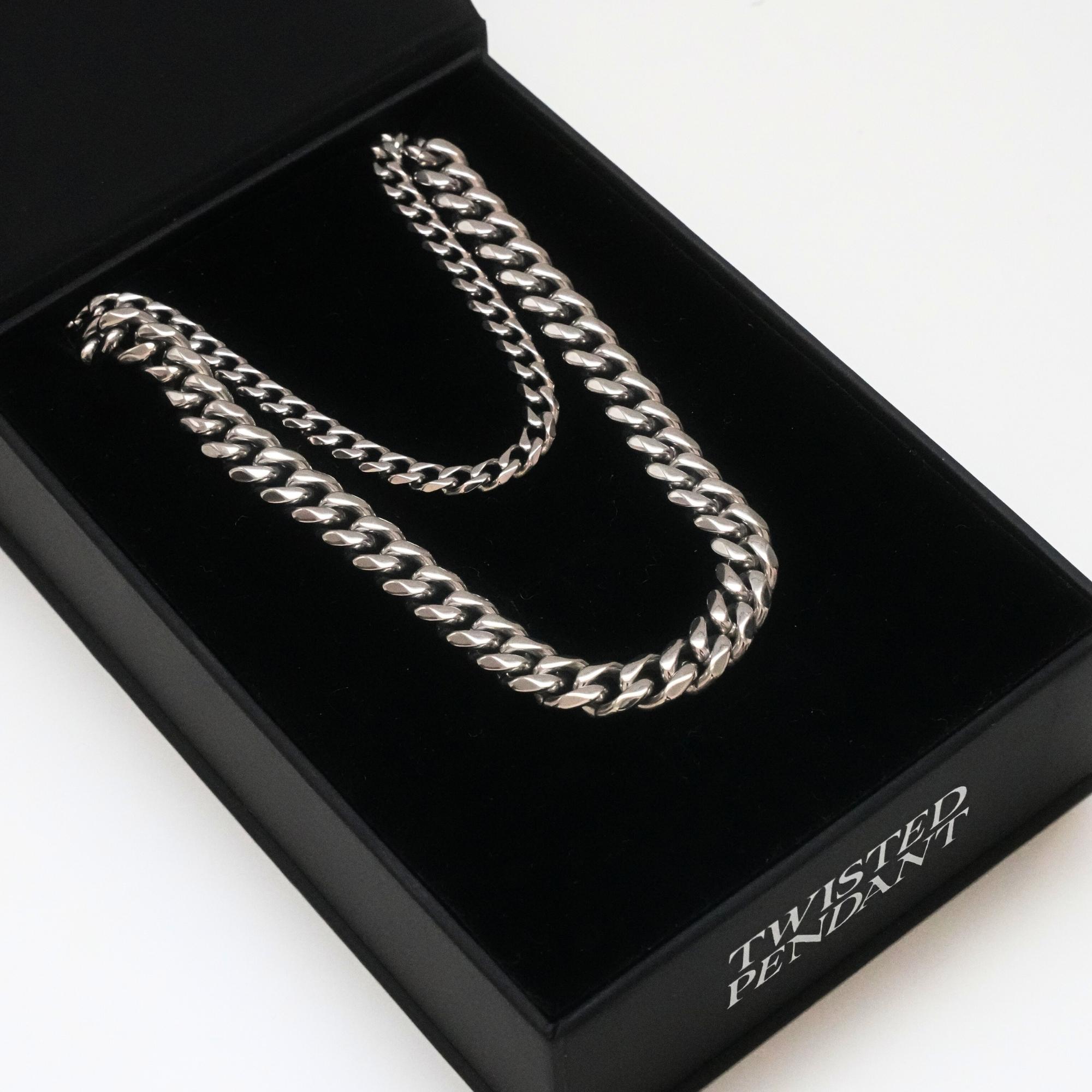 Mens Cuban Set - 2 Piece Silver Necklace Set - 5MM / 8MM Silver