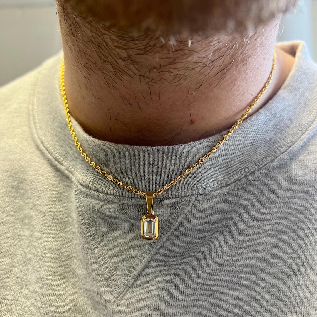 18K Gold Diamond Necklace Mens Gold Necklace Mini Gold Gemstone — free download