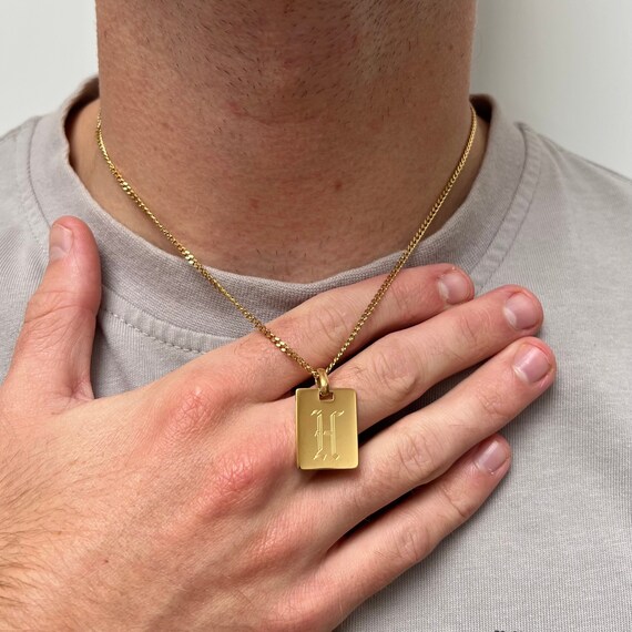 Mens gold clearance personalised necklace