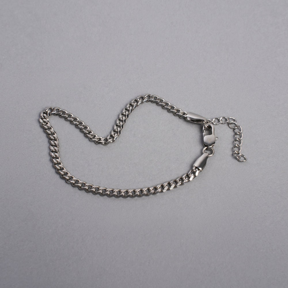 FuninCrea Bracciale Cubano in Acciaio al Titanio per Uomo e Donna, 13 mm Retrò Vintage Hip Hop, Argento Lucido con Zirconia Cubica, Miami Link Chain, 18 cm
