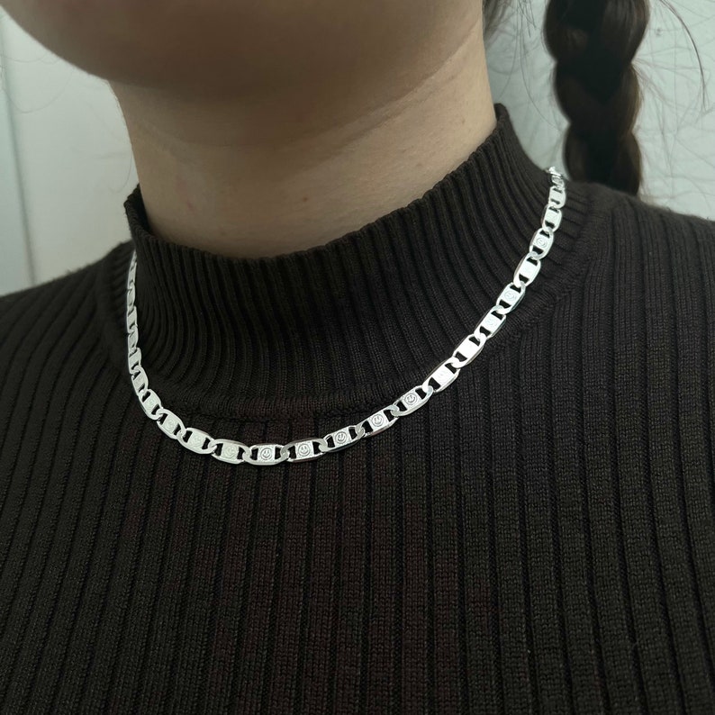 Mens Necklace - Silver Valentino Chunky Chain Necklace - 925 Sterling Silver Necklace For Men - Custom Smile Face Chain By Twistedpendant image 6