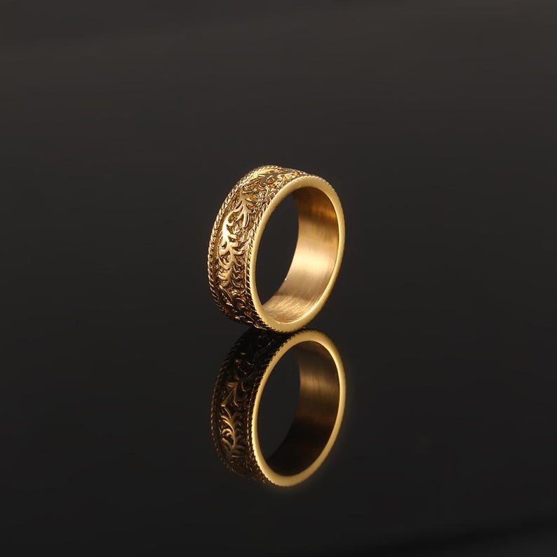 Mens 18K Gold Rings, Gold Plated Signet / Band Rings For Men